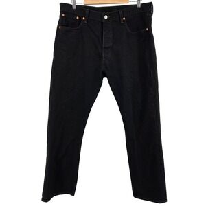 Levi's‎ 501 Black Button Fly Straight Leg Denim Jeans Mens W38 L32